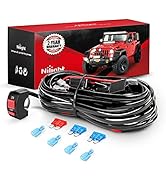 Nilight LED Light Bar Wiring Harness Kit Motorcycle Handlebar Switch 16AWG 2 leads 12V On Off Pus...