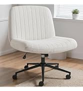 Shintenchi Criss Cross Chair,Cross Legged Office Seat with Wheels Armless Swivel Vanity Chair,Hei...