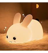 QANYI Kawaii Bunny Night Lights for Kids, 7 Color Light Silicone for Baby Nursery, Portable USB R...