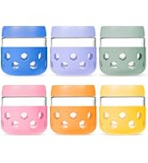 Gemice 10 oz Overnight Oats Containers with Lids and Colorful Sleeves, 6-Pack Airtight Glass Chia...