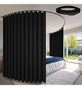 Sovtfides Blackout Curtains for Living Room, Black 2 Panels W105 x L96in+ Ceiling Curtain Track B...