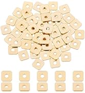 PH PandaHall 60pcs 24K Gold Plated Spacer Beads, Flat Square Loose Beads Metal Square Beads for H...