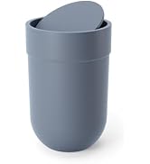 Umbra Touch Small Trash Can with Lid for Bathroom, Slate Blue | Bag Ring Secures Liner In Place