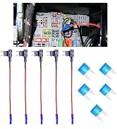 wipcowi 5 Pack 12V Mini Add-a-Circuit Fuse Tap Adapter, Automotive Copper Blade Fuse Holder Kit f...