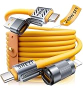 Jixivor 240W USB C to Lightning Cable(5FT), 4-in-1 Charging Cable for Car, USB-A/C to Lightning/T...