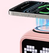 Retro Robot 5-in-1 Bluetooth Speaker: 15W Wireless Charger, Pixel LED Screen, 10W Stereo Sound &amp; ...