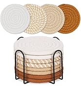 Drink Coasters with Holder, 8 Pcs Absorbent Coasters for Drinks, Minimalist Cotton Woven Coaster ...