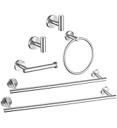 Bathroom Hardware Set, 6-Piece Towel Bar Set Brushed Nickle Towel Holder Set Includes 19.68/23.6 ...