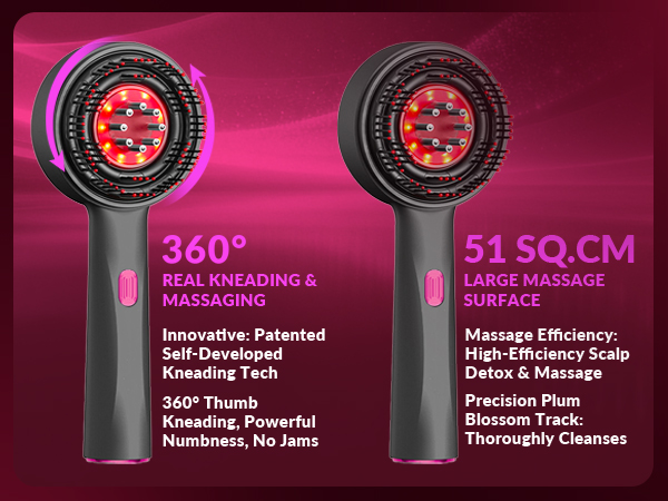 This waterproof red light hair brush is washable and durable for all your daily hair care needs.