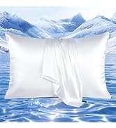 Elegear Cooling Pillow Cases for Hot Sleepers, Upgraded Arc-Chill Cooling Satin Pillowcase Q-max>...