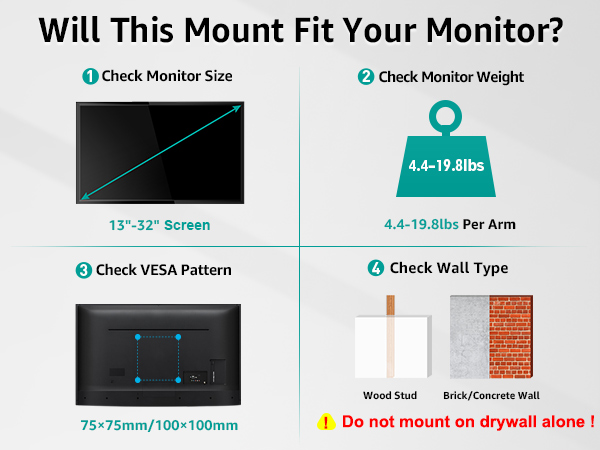 dual monitor wall mount
