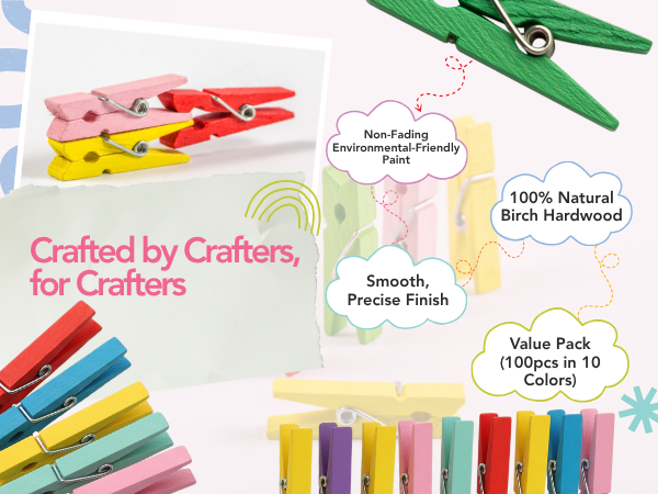 wooden mini clips