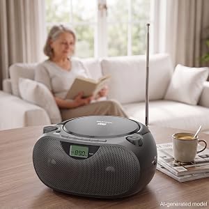 Nextron Portable CD Player Boombox with FM Radio