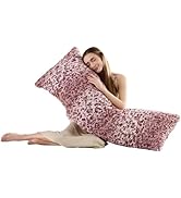 HKMR 20 x 54 Inch Fluffy Leopard Print Body Pillow,Cheetah Print Plush Fuzzy Faux Fur Body Pillow...