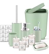 IMAVO Green Bathroom Accessories Set,10Piece Bathroom Accessory Gift Set,Trash Can,Toothbrush Hol...