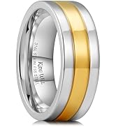 King Will 316L Stainless Steel Men's Wedding Band – 6/8 mm Dual-Tone Wedding Ring Polished Finish...