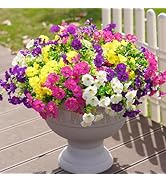 Artificial Outdoor Flowers Fake Plants for Spring Summer Decoration, 12 Bundles Silk Morning Glor...