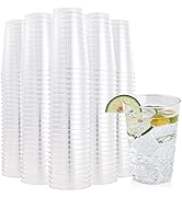 FOCUSLINE 200 Pack 12 oz Clear Plastic Cups, Disposable Cups Reusable Plastic Tumblers, Heavy-dut...