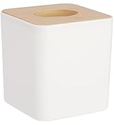 Sumnacon Square Tissue Box Cover - Farmhouse Cube Tissue Box Holder with Bamboo Lid Plate, Boho W...