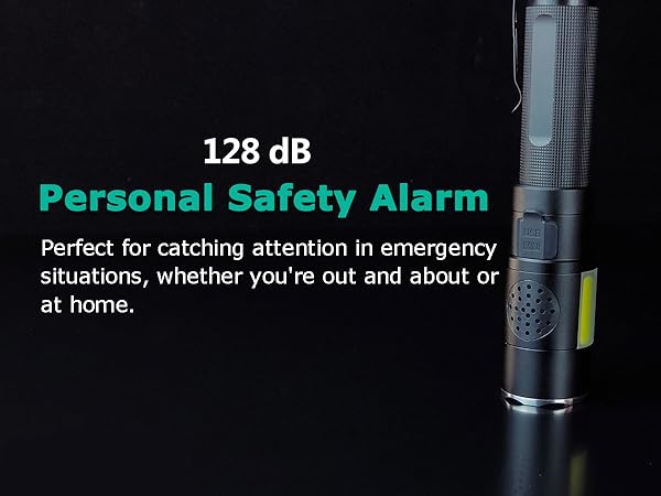 MML-2002 self defense flashlight rechargeable alarms USB C COB light
