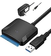 SATA to USB 3.0 Adapter, External Hard Drive Converter Cable for 2.5" 3.5" HDD, SSD with Power Su...