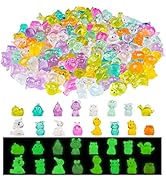 200Pcs Luminous Mini Resin Animals to Hide Tiny Creatures Glow in The Dark for Miniature Fairy Ga...
