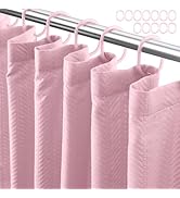 Eazzier Bath Lady Pink Fabric Shower Curtain or Liner - Waffle Weave Textured Thin Cloth Shower C...