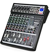 Jindaaudio Audio Mixer 8 Channel, DJ Mixer Board with Bluetooth and Usb, Audio Sound Card with In...