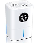 Dehumidifier,37 OZ Small Quiet Dehumidifiers with Auto Shut Off,7 Colors LED Light,Digital Displa...