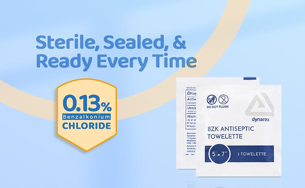 dynarex sterile sealed and ready every time bzk antiseptic towelette benzalkonium chloride