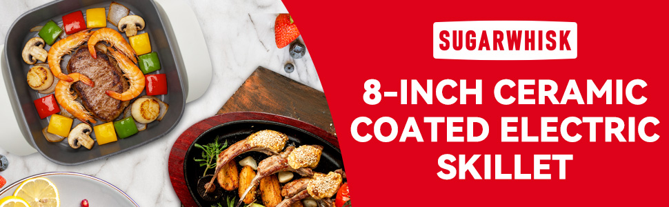 8-Inch Ceramic Coated Electric Skillet