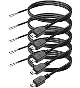 YAODHAOD Mini USB Male Pigtail Power Cable, 5V 3A Mini USB Male to 2 Pin Open End Pigtail Power C...