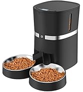 Automatic Cat Feeder, WellToBe Pet Feeder Food Dispenser for Cat &amp; Small Dog with Two-Way Splitte...
