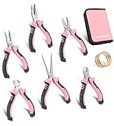 COMOWARE 6-Piece Mini Pliers Set, Needle Nose, Long Nose, Bent Nose, Diagonal, End Cutting and Li...