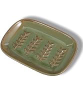 Aesthetic Ceramic Soap Dish for Shower, Soap Holder with Raised Relief, Shower Soap Dish for Sham...