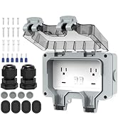 Outdoor Outlet Box, IP66 Waterproof Outdoor Outlet Box with Lockable Cover & LED Indicator (Doubl...