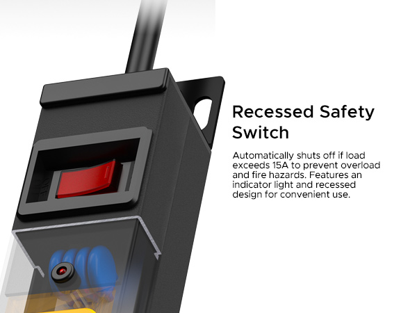heavy duty power strip 15A over load protection circuit breaker