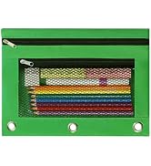 INNOIO Binder Pockets, 3 Ring Binder Pencil Pouch (Green)