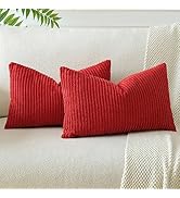 OTOSTAR Boho Decorative Throw Pillow Covers 16 x 24 Inch Soft Corduroy Solid Striped Pillow Cover...