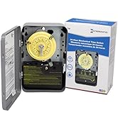 Intermatic T104 24-Hour Mechanical Timer Switch - 208–277 VAC, DPST, Indoor Metal Enclosure, Heav...