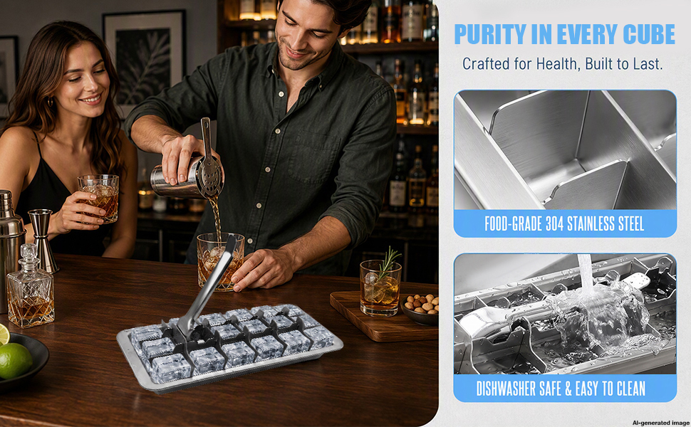 large cube stainless steel ice tray