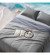 SLEEP ZONE Nanotex Twin XL Size Cooling Comforter Set, 2 Pieces Jersey Knit Bedding, Reversible C...