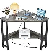 Armocity Corner Desk Small Desk with Outlets Corner Table for Small Space, Computer Desk with USB...