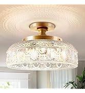 Lamomo Semi Flush Mount Ceiling Light, Upgraded Larger Golden Hallway Light Fixture, 3-Bulb Globe...