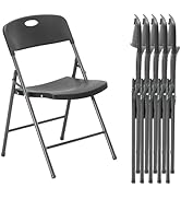 DUMOS 6 Pack Folding Chairs Heavy Duty with Ergonomic Back - Plastic Stackable Portable Dining Ch...