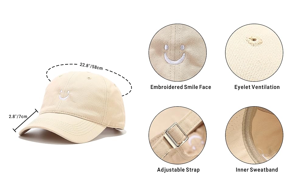 SMILEY FACE BASEBALL CAP