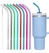 XANGNIER 8 Pack Replacement Swirl Straws for Stanley/Simple Modern 40/30 oz Tumbler,Shiny Crystal...