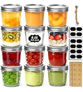 ComSaf Wide Mouth Mason Jars 8 oz 12Pcs Bulk Set, Small Half Pint Canning Jar with Lids and Rings...