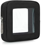 JINSI Small Clear Makeup Bag for Purse, Travel Cosmetic Pouch, Black | Waterproof PVC, water-resi...