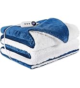 STHYTON Electric Heated Blanket Throw 50"x60" - Soft Cozy Flannel &amp; Sherpa Fabric Dual-Sided, 9 H...